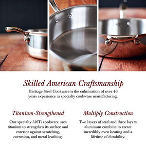 Heritage Steel 10 Piece Cookware Set - Made in USA - Titanium Strengthened 316Ti Stainless Steel with 5-Ply Construction - Induction-Ready and Fully Clad
