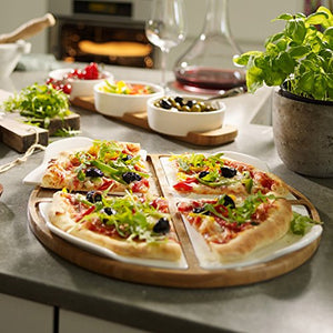 Pizza Passion 5 Piece Pizzia Set by Villeroy & Boch - Premium Porcelain - Made in Germany - Dishwasher and Microwave Safe Plates - 14 Inches