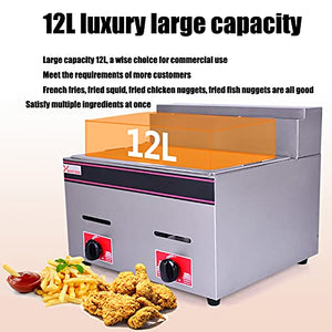 Wgwioo Gas Deep Fryer, Commercial Countertop Stainless Professional Gas Fryer with Basket Scoop, for Commercial Restaurant Countertop Family Food Cooking,Natural Gas