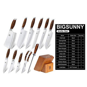MSY BIGSUNNY Knife Block Set 17-piece Knife Set with Wooden Block - German Steel Perfect Cutlery Set Gift
