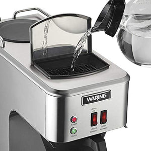 Waring WCM50 Café Deco Pour Over Decanter Coffee Brewer, Stainless Steel Construction, Two Individually Operated Warmers, No Plumbing Required, 120V, 5-15 Phase Plug
