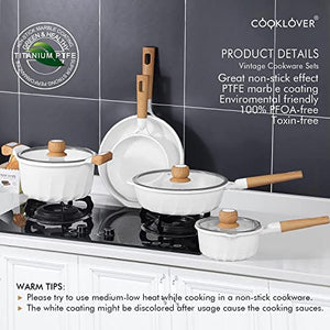 Non-stick induction cookware set -pack -13-White & 12.6inch Non-stick induction wok pan with cooking utensils - White