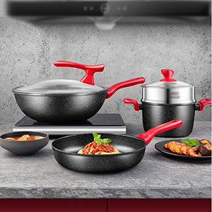 DJASM Aluminum Alloy Non Stick Pot Set Multi Functional Cooking Utensils for Household Kitchens Cookware Set