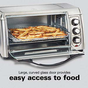 Hamilton Beach 31323 Air Fryer Countertop Toaster Oven with Large Capacity, Fits 6 Slices or 12” Pizza, 4 Cooking Functions for Convection, Bake, Broil, Easy Access Sure-Crisp, Stainless Steel