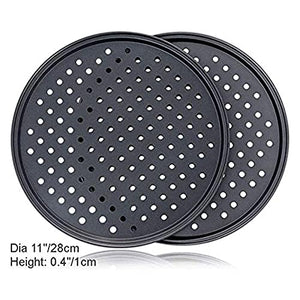 PDGJG Carbon Steel Non-stick Pizza Baking Pan Mesh Tray Plate Round Deep Dish Pizza Pan Tray Mould Bakeware Baking Tool (Size : 32cm)