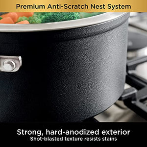 Ninja C56000 Foodi NeverStick Premium 6-Piece Saucepan Set with Glass Lids, Anti-Scratch Nest System, Hard-Anodized, Nonstick, Durable & Oven Safe to 500°F, Slate Grey