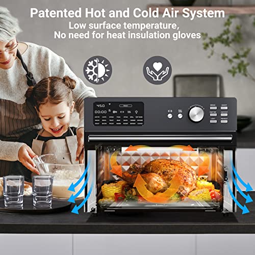 OIMIS Air Fryer Toaster Oven, 32QT Toaster Oven 21-in-1 Extra Large  Countertop Convection Rotisserie Oven Patented Dual Air Duct System with 6