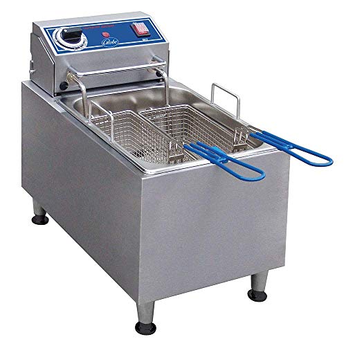 Globe PF10E 10-Pound Electric Countertop Fryer, NSF Certified for Commercial Use, Stainless Steel with Two Nickel Plated Baskets, 120 Volts, 1700 Watts
