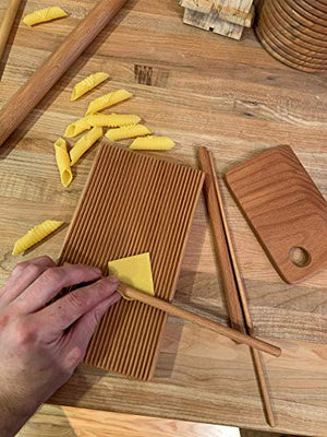 Handmade pasta board set, 6 piece, macaroni, trofie, garganelli, beech wood
