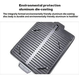 PDGJG Portable BBQ Grill Pan Plate Non-Stick Coating Gas/Cassette Stove Cooker Plate Durable Rectangle Korean Barbecue Plate 32x26x4cm