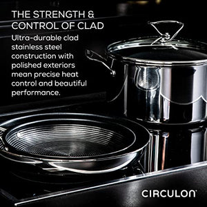 Circulon Clad Stainless Steel Cookware / Pots and Pans and Utensil Set with Hybrid SteelShield and Nonstick Technology, 11 Piece - Silver