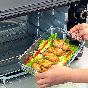 Oven Dish Glass Casserole Dish Set - 4 Piece Rectangular Bakeware Set, Unique Design Glass Clear Baking Dish Set, Nesting for Space Saving Storage Oven to Table Baking Dish