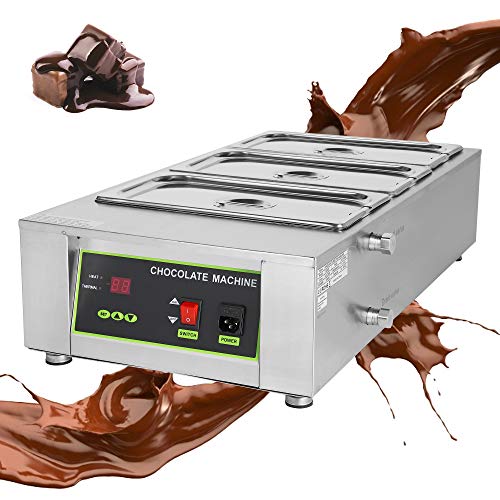 NEWTRY Digital 26.46lbs Capacity 3 Pots Electric Chocolate Melting Machine Temperature Adjustable 1000W Commercial Chocolate Tempering Machine Melter Pot Heater (220V)