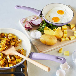 GreenLife Soft Grip Healthy Ceramic Nonstick, 7" and 10" Frying Pan Skillet Set, PFAS-Free, Dishwasher Safe, Lavender