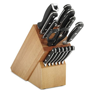 Tramontina Cutlery/Steak Knife Set with Hardwood Counter Block Gourmet Forged-Traditional 15 Piece, M-400/15DS