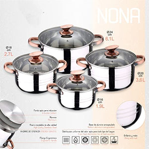 GRETD Cookware Set with Glass Lid Induction Bottom Stainless Steel Body Saucepan for Household