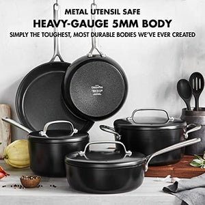 GreenPan GP5 Hard Anodized Advanced Healthy Ceramic Nonstick, 14 Piece Cookware Pots and Pans Set with Insulated Lids, Induction, Dishwasher Safe, Oven & Broiler Safe, Black