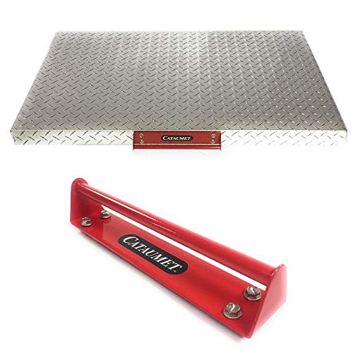 Cataumet 36 Inch Griddle Grill Hard Cover, Aluminum Diamond Plate Lid, Custom Industrial Over Sized Handle, Stainless Steel Hardware