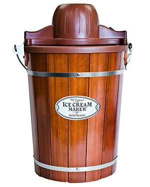Nostalgia Old Fashioned Electric Maker with Easy-Carry Handle, Makes 6-Quarts of Ice Cream, Brown & Premium Ice Cream Mix, 8 (8-Ounce) Packs, Makes 16 Quarts Total