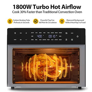 Beelicious 32QT Extra Large Air Fryer, 19-In-1 Air Fryer Toaster Oven Combo with Rotisserie and Dehydrator, Digital Convection Oven Countertop Airfryer Fit 13" Pizza, 6 Accessories, 1800w, Black