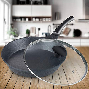 Cook N Home Marble Nonstick cookware Saute Fry Pan, 10.5 inch Lid, Black