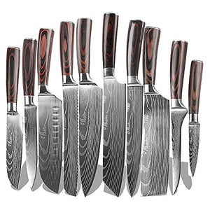 Knife Set, 10 Pcs Kitchen Knives Set Sharp Stainless Steel Japanese Nakiri Santoku Cleaver Utility Paring Slicing Petty Chef Knife Kitchen Knife Set BY ZZYY (Color : 10 Pcs)