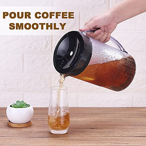 LITIFO Iced Tea Maker and Iced Coffee Maker Brewing System with 2-quart Pitcher, sliding strength selector for Taste Customization, Stainless Steel Decoration (Black)