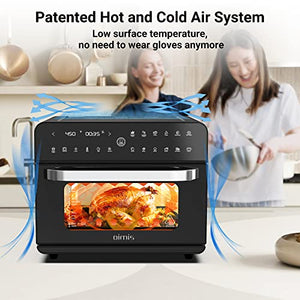 OIMIS Toaster Ovens Countertop,26.5QT Large Toaster Oven Air Fryer Combo,Dehydration & Fermentation Functions,Full LED Touch Screen,7 Accessories(2 Oven Racks),ETL Certified,Black Metal