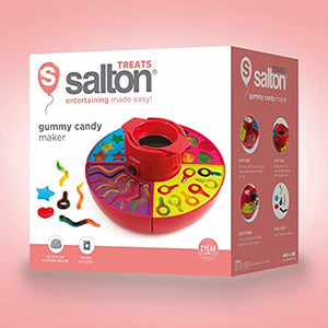 Salton Treats Gummy Candy Maker, Make Gummy Worms, Keys, Stars and Heart Shaped Candy with Reusable, Dishwasher Safe Silicone Molds Perfect for Kids, Parties, Custom Flavors, Red (GM1707)