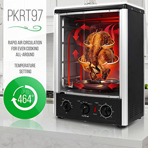 NutriChef PKRT97 Upgraded Multi-Function Rotisserie Vertical Countertop Oven with Bake, Turkey Thanksgiving, Broil Roasting Kebab Rack with Adjustable Settings, 2 Shelves 1500 Watt-PKRT97, 1500W
