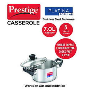Prestige Platina Popular Stainless Steel Casserole with Lid, 260 mm