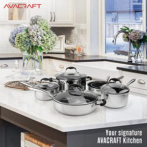 AVACRAFT Premium Ceramic Non Stick Cookware Set, 100% PFOA, PTFE Toxin Free, Best Nonstick Pots and Pans Set, Multi-Ply Body Ceramic Pan Set, 10-Piece Sets