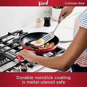 Ninja C29500 Foodi NeverStick Vivid 10-Piece Cookware Set with Lids, Nonstick, Durable & Oven Safe to 400°F, Cool-Touch Handles, Crimson Red