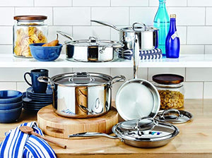 Heritage Steel 10 Piece Cookware Set - Made in USA - Titanium Strengthened 316Ti Stainless Steel with 5-Ply Construction - Induction-Ready and Fully Clad
