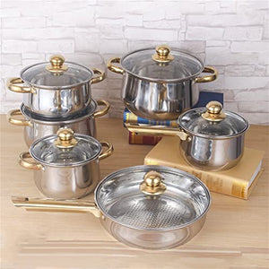 ERGUI 5 Cookware 10 Piece Cookware Set Stainless Steel Pots and Pans Metal Kitchen Cookware Set Set Cookware (Color, Size : A)