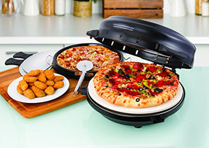 Euro Cuisine PM600 Crispy Crust 12" Rotating Pizza Maker with Stone & Baking Pan, Counter Top, Black