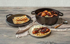 Lodge Chef Collection 6 Quart Cast Iron Double Dutch Oven. Seasoned and Ready for the Kitchen or Campfire. Cover Converts to a Grill Pan for Searing. Made from Quality Materials to Last a Lifetime