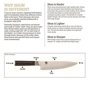 Shun Classic Chef Knife, Double-Bevel VG-MAX Blade Steel and Ebony PakkaWood Handle Size, Lightweight and Easy to Maneuver, Handcrafted in Japan, 6 Inch, Silver