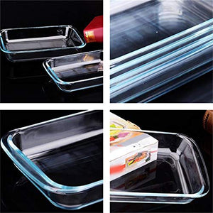 Bakeware, Tempering Glass Not Sticky Microwave Oven Oven Safety Grilled Chicken Wings Cake Baking (Size : 33.5×24×6cm)