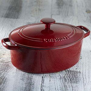 Cuisinart Chef's Classic Enameled Cast Iron 5-1/2-Quart Oval Covered Casserole, Cardinal Red