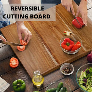 Premium Acacia Wood Cutting And Pastry Board 28x22 in - Extra Large Non-Stick Board for Easy Chopping and Food Preparation - Perfect For Your Fresh Homemade Bread, Pasta, Or Pizza
