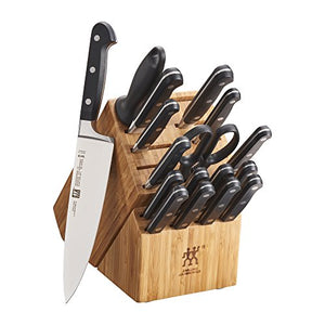 ZWILLING Professional S 18-pc Kitchen Knife Set with Block, Chef’s Knife, Serrated Utility Knife, Black