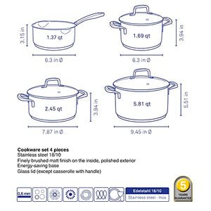Kela Kitchen Cookware Set, Stainless Steel, 7-Piece Kitchen Set, High-Quality Optimal Heat Distribution, Flavoria Collection