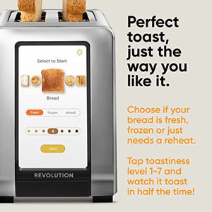 Revolution InstaGLO R180 (Original) Touchscreen Toaster. Faster, smarter & tastier thanks to InstaGLO heating tech. Featuring high-speed smart settings for perfectly toasted bagels, English muffins, toast, Pop-Tarts and waffles.