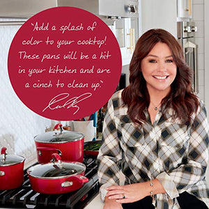 Rachael Ray Brights Nonstick Cookware Pots and Pans Set, 14 Piece, Red Gradient
