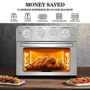 Geek Chef Air Fryer, 6 Slice 24.5QT Air Fryer Toaster Oven Combo, Air Fryer Oven, , Roast, Bake, Broil, Reheat, Fry Oil-Free, Extra Large Convection Countertop Oven, Accessories Included, Stainless Steel, ETL Listed, 1700W