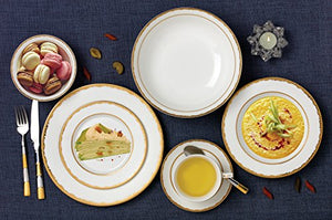 Lorren Home Trends 57 Piece Sonia Collection Dinnerware Set, Gold