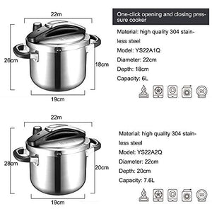Pressure Cooker 304 Stainless Steel Household Gas Induction Cooker General Thickening Pressure Cooker (28X22X19CM)
