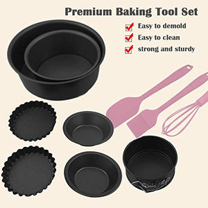 CUJUX Bakeware Set Carbon Steel Removable Bottom Cake Mold Set Non-Stick Mold Diy Household Kitchen Baking Tool