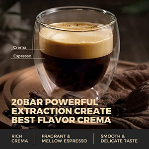 Espresso Coffee Machine Cappuccino Maker with 20 BAR Pump & Powerful Milk Foaming Steam Wand for Latte, Mocha, Cappuccino, 1.8L Water Tank, 1200W